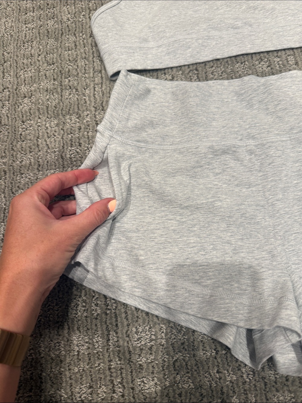 Athleta Light Gray Lounge Bralette & High-Waist Shorts Set - Picture 4 of 4